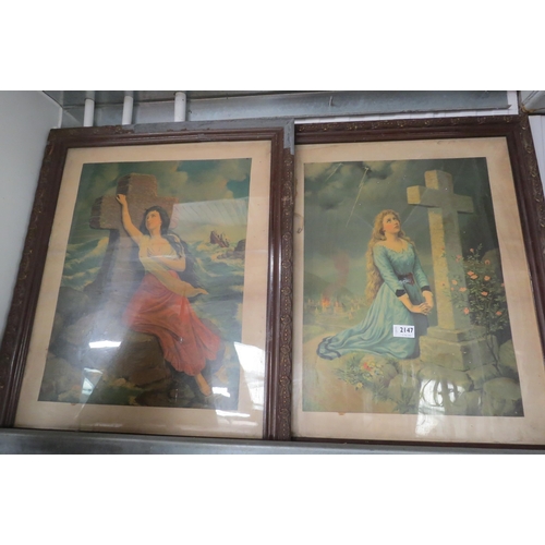 2147 - Two religious prints of women