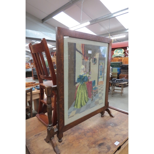 2330 - A 1930 oak folding table/screen with tapestry panel   (E)  £20-40