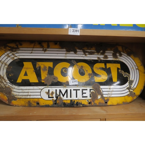 2392 - An enamel Atcost sign