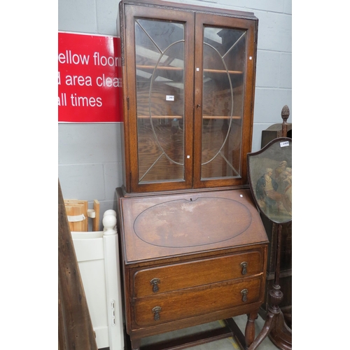 2407 - A 1930's oak bureau bookcase