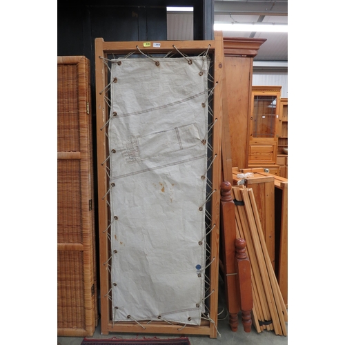 2410 - A three fold room screen made with a ship sail    (E)  £5-10