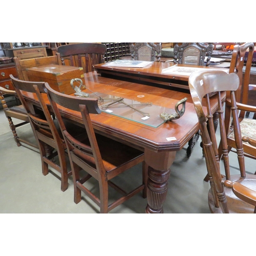 2260 - A Victorian mahogany extending dining table on fluted legs, labelled “Shepherd & Ledger, Southampton... 