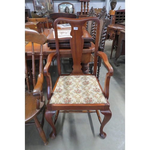 2263 - A 1930's mahogany scroll arm elbow chair     (E)  £8-12