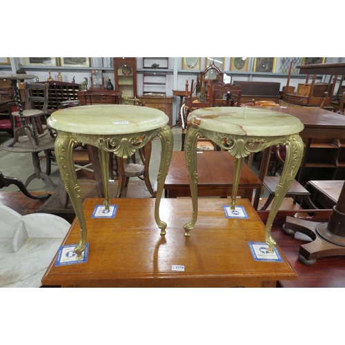 2271 - A pair of gilt brass & onyx coffee tables