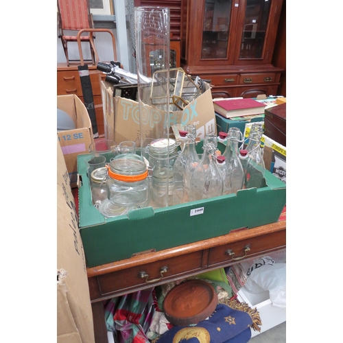 2449 - A box of glassware, including Kilner jars    (R)  £20