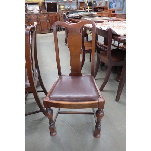 2314 - Four 1930's oak Queen Anne dining chairs