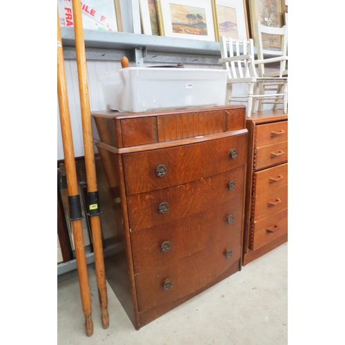 2470 - A 1950's oak chest of five drawers