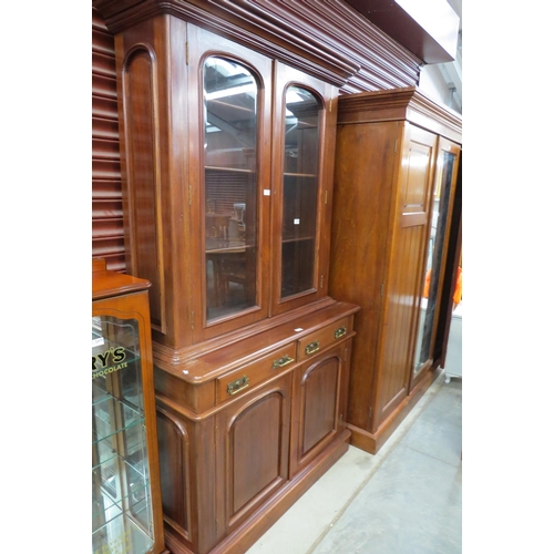 2476 - A Victorian style full height bookcase, with glazed upper section and cupboard base    (E)  £70-90