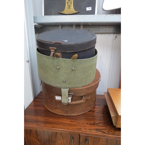 2479 - A large leather hat box and two others (a/f)