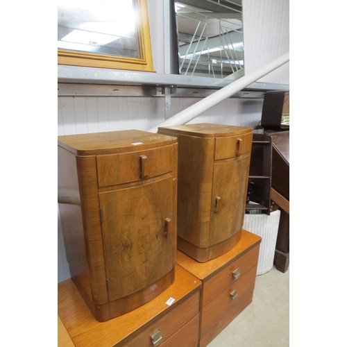 2495 - Two Art Deco walnut bedside cabinets