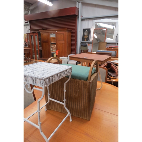 2506 - Two metal based tables, two tea trolleys and a seat (5)