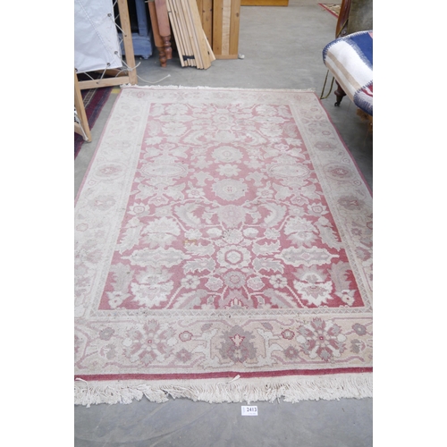 2413 - A red and white runner rug 124 x 187cm   (E)  £10-15