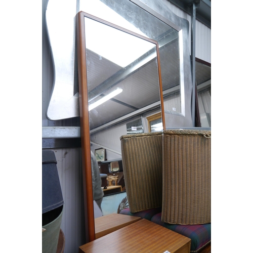 2485 - A modern teak framed mirror