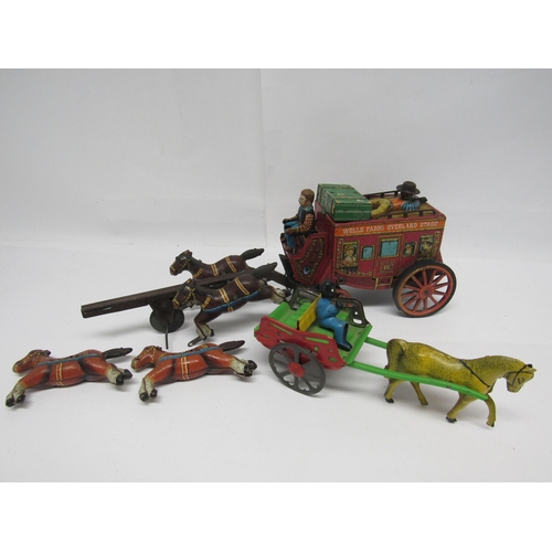 7179 - An Alps (Japan) litho-printed tinplate battery operated  Wells Fargo four horse drawn stage coach (f... 