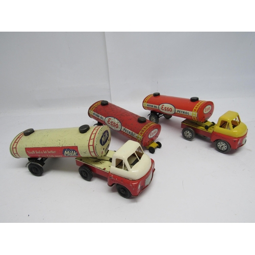 7088 - Two Wells Brimtoy tinplate and plastic articulated tankers to include friction drive milk tanker and... 