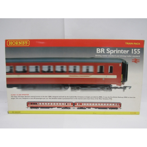 7408A - A boxed Hornby 00 gauge model railway R2108 BR Sprinter 155 DMU Train Pack, some fading to box