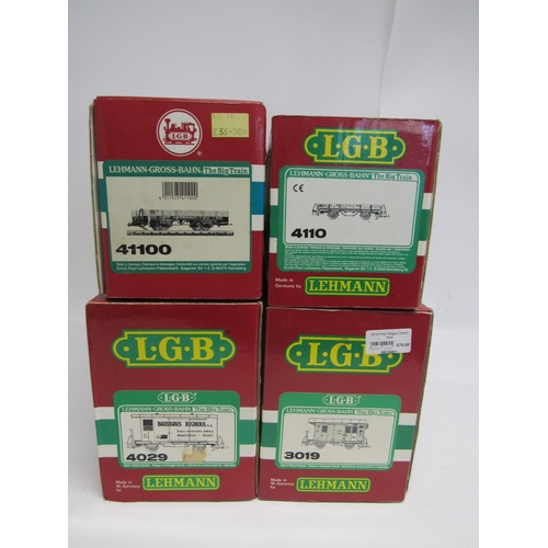 7413 - Four boxed items of LGB (Lehmann-Gross-Bahn) G scale garden railway rolling stock to include 3019 Po... 