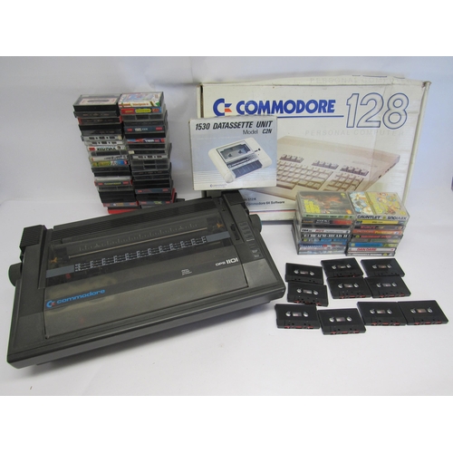 7014 - A boxed Commodore 128 Personal Computer, boxed 1530 Datasette Unit Model CJN, unboxed DPS 1101 daisy... 