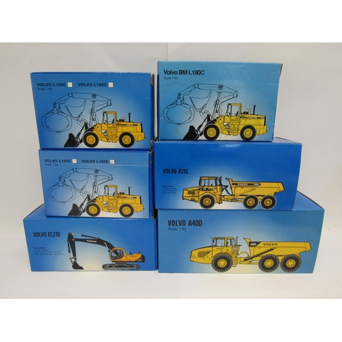 7284 - Six boxed Volvo Construction Equipment Series 1:50 scale diecast construction vehicles to include Vo... 