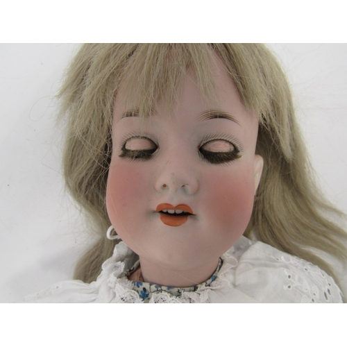 7095 - Two Armand Marseille bisque head dolls to include 390 girl doll with blonde wig, blue striated glass... 