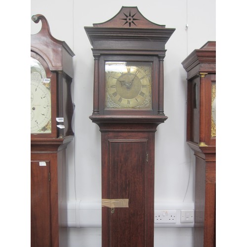 4429 - A George III and later long case clock, brass Roman dial outer seconds track and pierced hands, hous... 