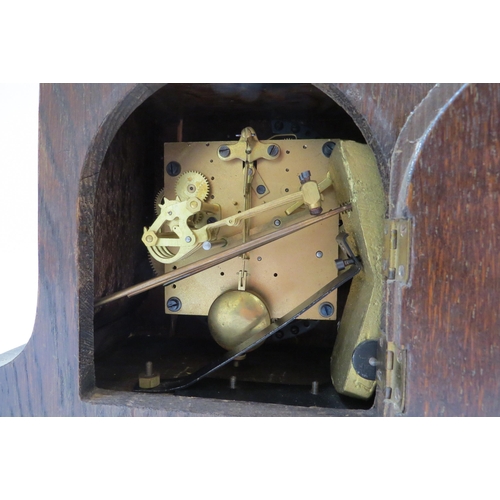 4013 - Gustav Becker Germany early 20th Century  Westminster chime mantel clock with silent chime, oak case... 