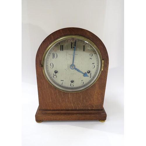 5059 - A Mappin & Webb London early 20th Century Westminster chime mantel clock striking on gong in light o... 