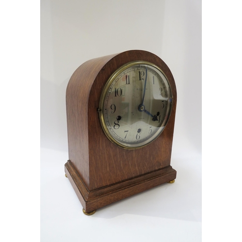 5059 - A Mappin & Webb London early 20th Century Westminster chime mantel clock striking on gong in light o... 