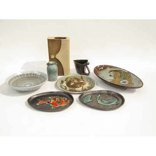 7112 - A collection of studio pottery dishes and vases including Chelsea Pottery, Wimborne, Denis & Wendy F... 