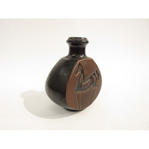 7025 - An Otto Mulders (1927-1994) pottery vase for Arnold Wiigs Fabrikker of Norway with stylised horse de... 