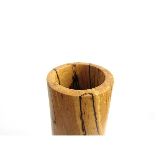 7543 - RICHARD CHAPMAN (b.1951) A Walnut and Spalted Beech sculptural vessel, turned Beech tapering form on... 