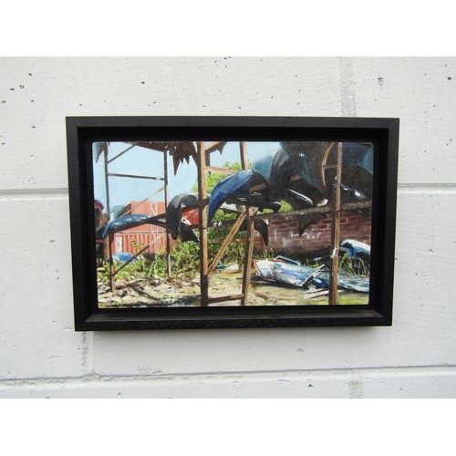 7507 - JOSIE JENKINS (b.1980, Liverpool based contemporary artist) A framed oil on MDF board titled 'Scrap ... 