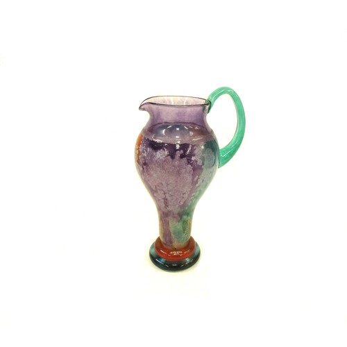 7223 - A Kosta Boda 'Can-Can' range pitcher designed by Kjell Engman in mottled orange, blue and purple. La... 