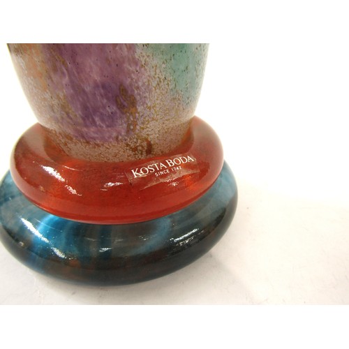 7223 - A Kosta Boda 'Can-Can' range pitcher designed by Kjell Engman in mottled orange, blue and purple. La... 