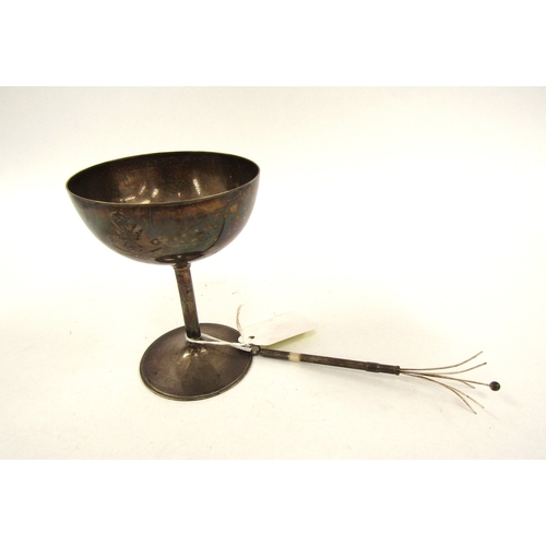 5061 - A William Hutton & Sons Ltd., champagne saucer and sterling silver swizzle stick, Sheffield 1910, 10... 