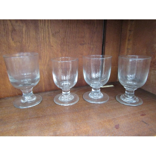 5448 - Four Georgian and later rummer glasses, rough and polished pontils, tallest 15cm high