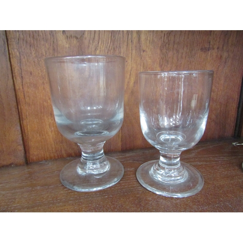 5448 - Four Georgian and later rummer glasses, rough and polished pontils, tallest 15cm high