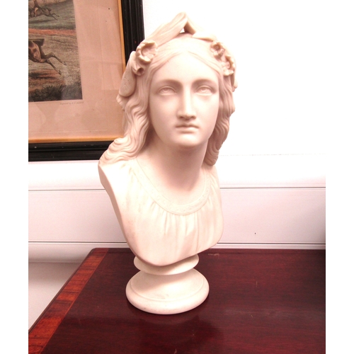 5465 - A Copeland Parian ware bust after W.C Marshall R.A. of 'Oenone' impressed 'Crystal Palace Art Union'... 