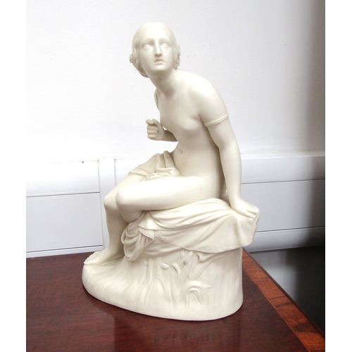 5467 - A Parian ware figure of 'Sabrina' with printed inscription inside, 29cm high