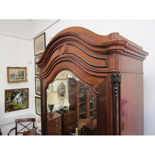 5469 - A 19th Century French rosewood single mirrored door Armoire, the door opens to reveal hanging space ... 