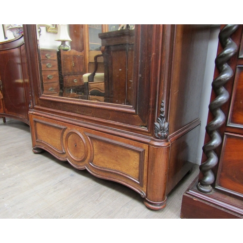 5469 - A 19th Century French rosewood single mirrored door Armoire, the door opens to reveal hanging space ... 