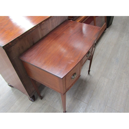 5684 - A Georgian mahogany bow front and side table/lowboy the reeded edge top over three drawers on spade ... 