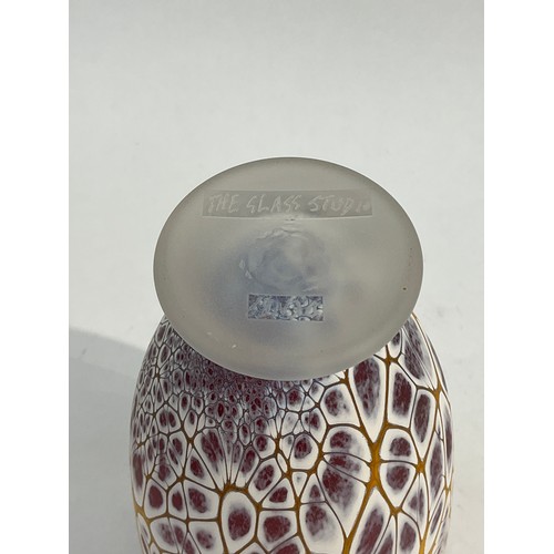 5015 - Denby 'The Glass Studio' mottled cellular vase 20.5cm tall