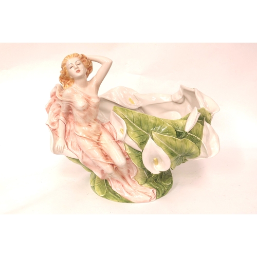 5474 - An Italian jardinere decorated with semi-clad female and lilies, 42cm long