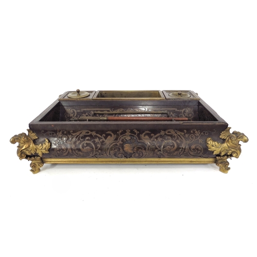 5503 - A 19th Century tortoiseshell Boulle work desk stand with ormolu embellishment, decorated with figure... 