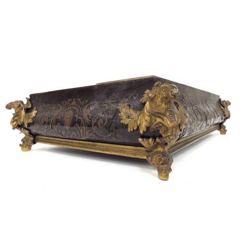 5503 - A 19th Century tortoiseshell Boulle work desk stand with ormolu embellishment, decorated with figure... 