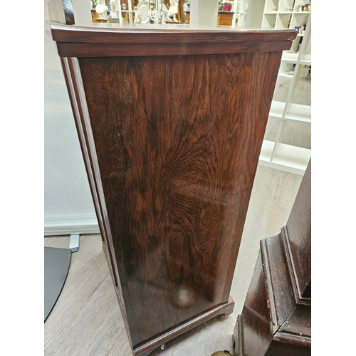 5694 - A late Victorian rosewood cabinet, gallery back over a half glazed single door with urn marquetry pa... 