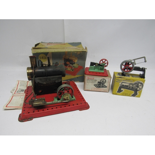 7383 - A boxed Mamod live steam SE2 stationary engine (scorching to boiler, box tatty), together with a box... 