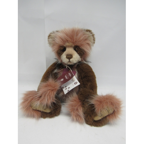 7117 - A Charlie Bears 'Denise' brown, pink and cream plush articulated teddy bear CB202048B, with key neck... 