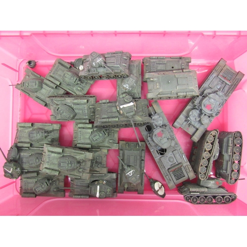 7299 - A collection of plastic kit built model military vehicles including tanks, armoured cars, trucks etc... 